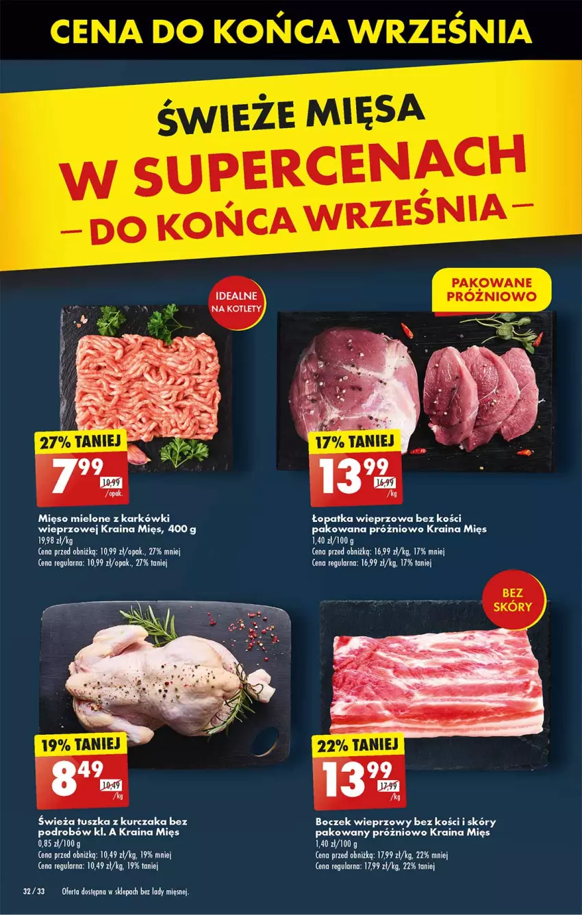 Gazetka promocyjna Biedronka - Od Czwartku - ważna 19.09 do 25.09.2024 - strona 32 - produkty: Boczek, Boczek wieprzowy, Kości wieprzowe, Kurczak, Mięso, Mięso mielone, Tusz