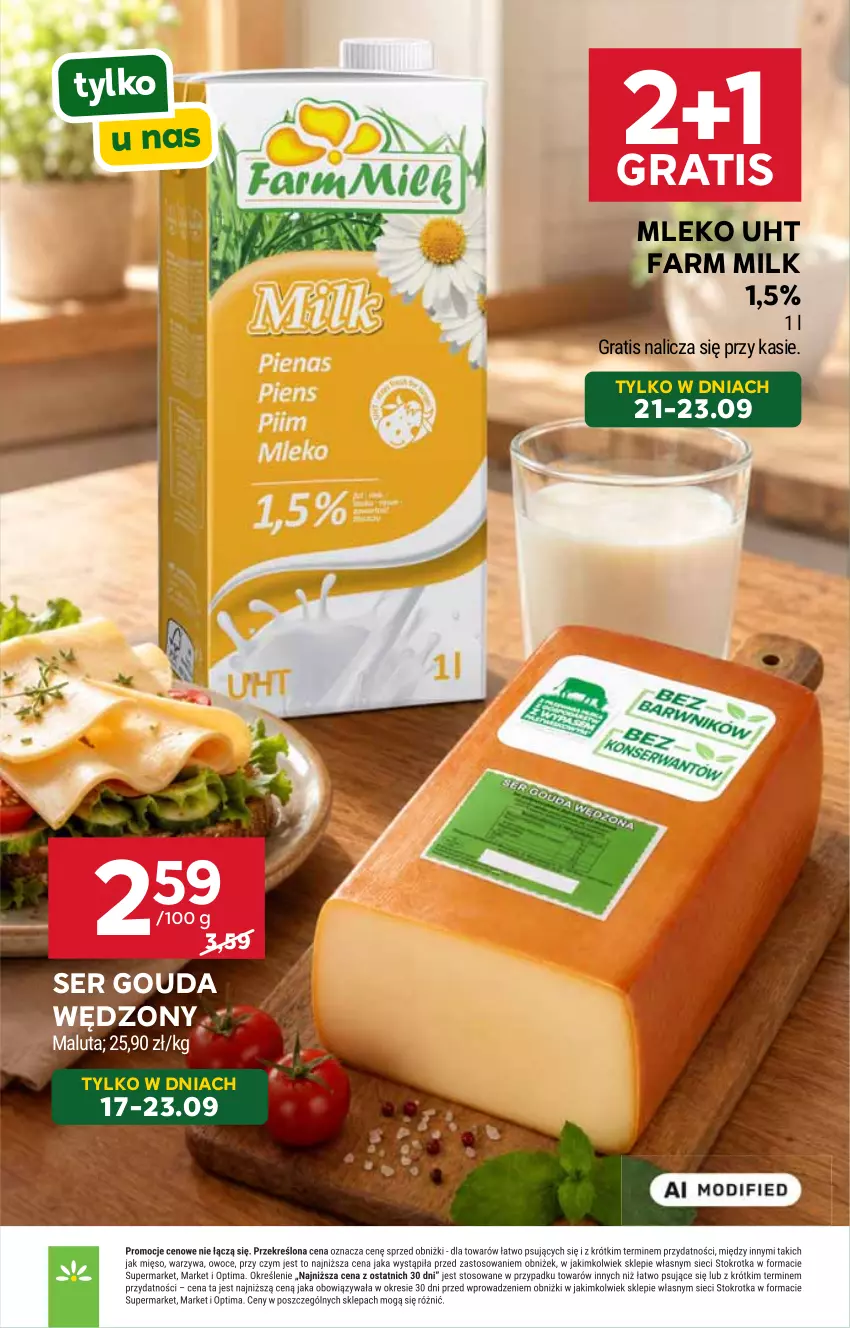 Gazetka promocyjna Stokrotka - Market - ważna 17.09 do 23.09.2026 - strona 15 - produkty: Fa, Farm Milk, Gouda, Gra, Mleko, Ser