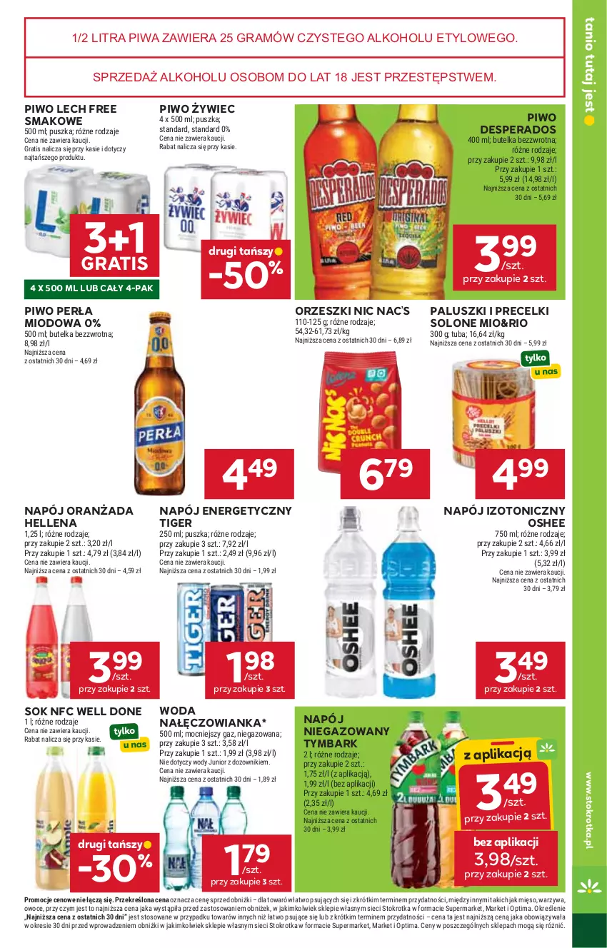 Gazetka promocyjna Stokrotka - Market - ważna 17.09 do 23.09.2026 - strona 25 - produkty: Desperados, Dozownik, Gra, Hellena, Mięso, Nałęczowianka, Napój, Napój energetyczny, Napój izotoniczny, Napój niegazowany, Optima, Oranżada, Orzeszki, Oshee, Owoce, Perła, Piwa, Piwo, Precelki, Sok, Tiger, Tymbark, Warzywa, Woda