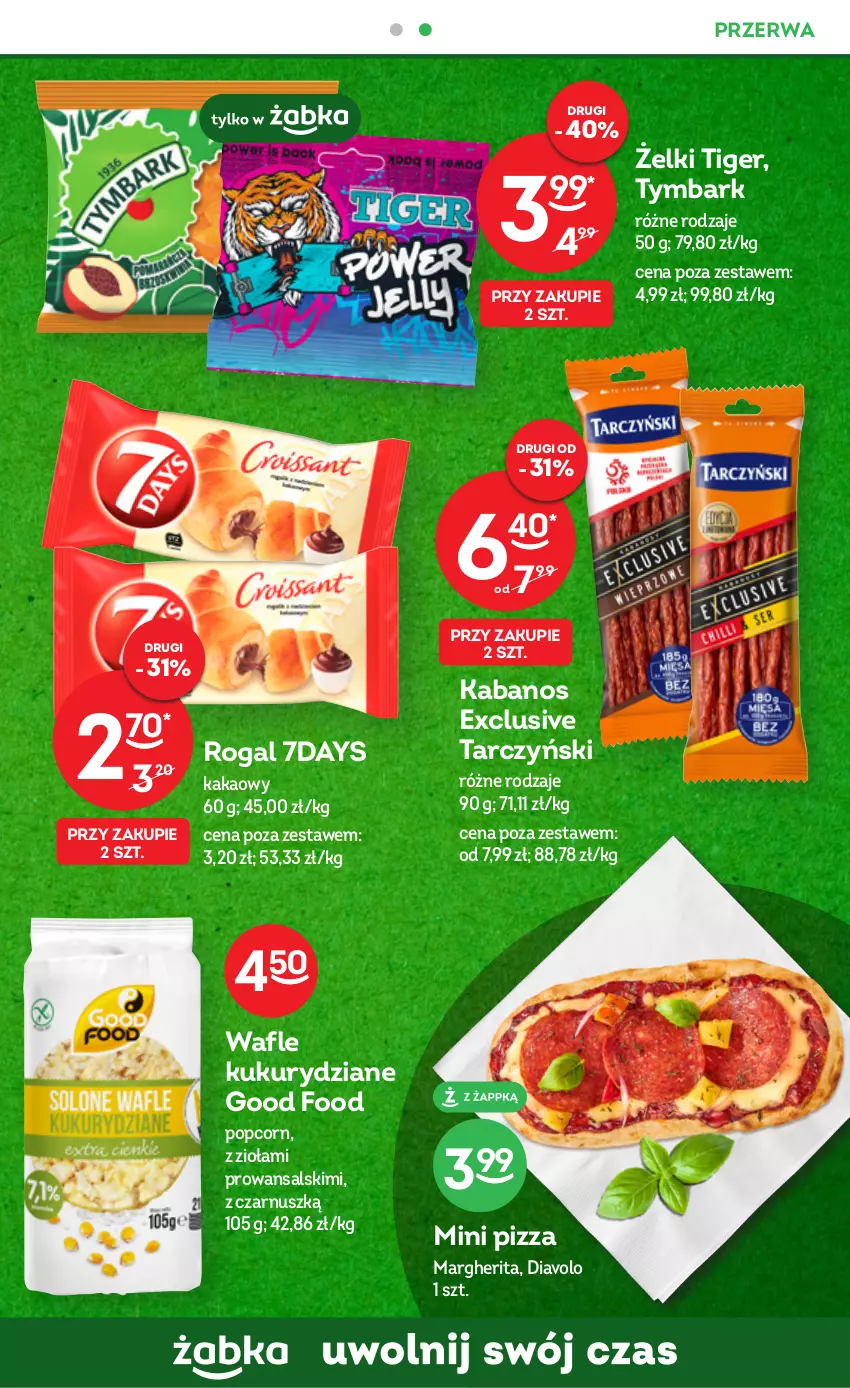 Gazetka promocyjna Żabka - ważna 11.03 do 11.04.2023 - strona 41 - produkty: Kabanos, Kakao, Pizza, Pizza margherita, Popcorn, Rogal, Tarczyński, Tiger, Tymbark, Wafle