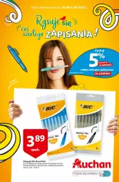 Gazetka promocyjna Auchan - Rysuje się coś wartego zapisania Hipermarkety - Gazetka - ważna od 01.09 do 01.09.2021 - strona 1 - produkty: BIC, Długopis, Tusz