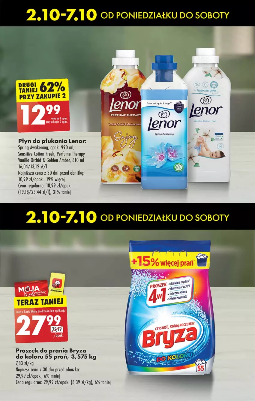 Gazetka promocyjna Biedronka - Od poniedzialku - ważna 02.10 do 07.10.2023 - strona 11 - produkty: Bryza, Lenor, Perfum, Płyn do płukania, Proszek do prania, Tera