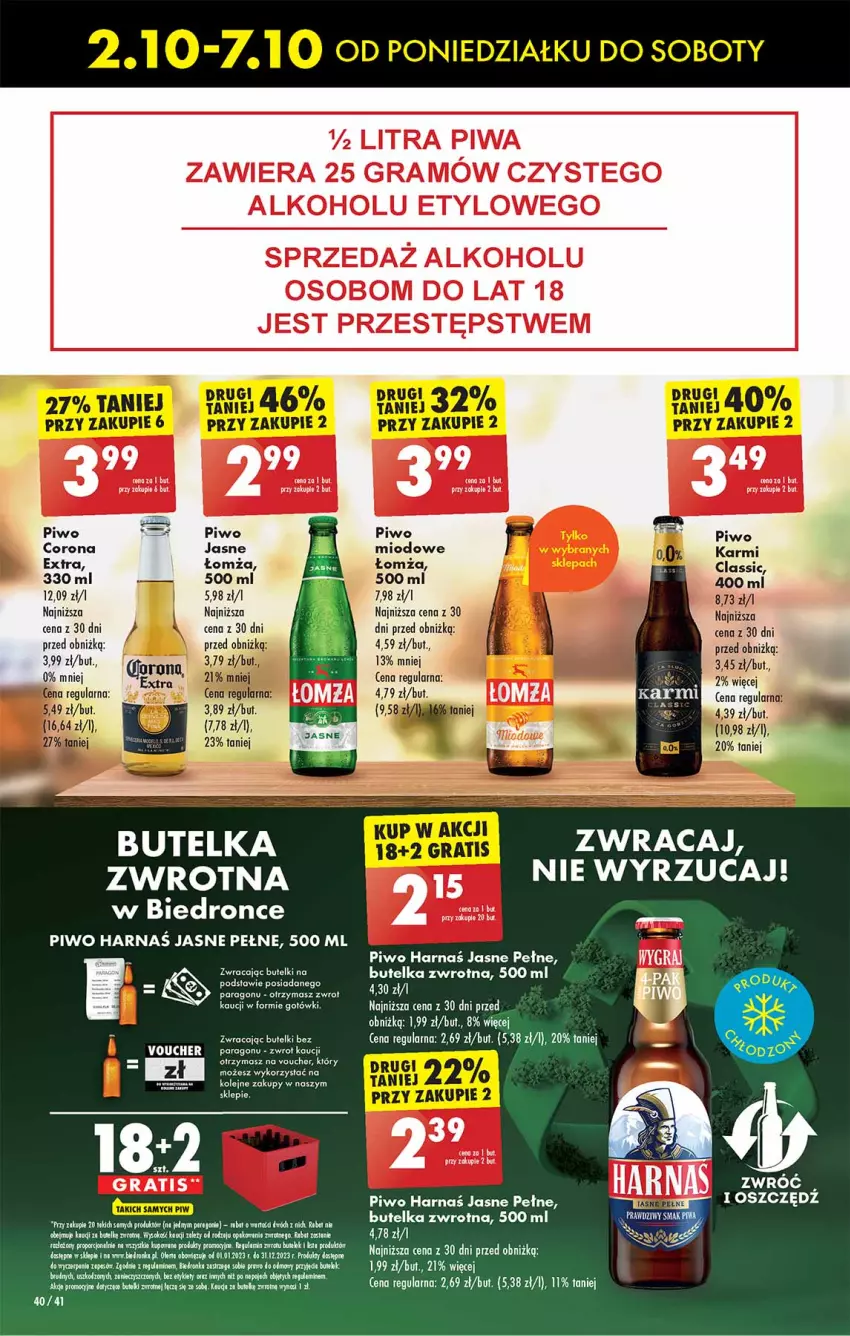 Gazetka promocyjna Biedronka - Od poniedzialku - ważna 02.10 do 07.10.2023 - strona 40 - produkty: Gra, Harnaś, Karmi, Olej, Piwa, Piwo, Piwo jasne, Por, Sok