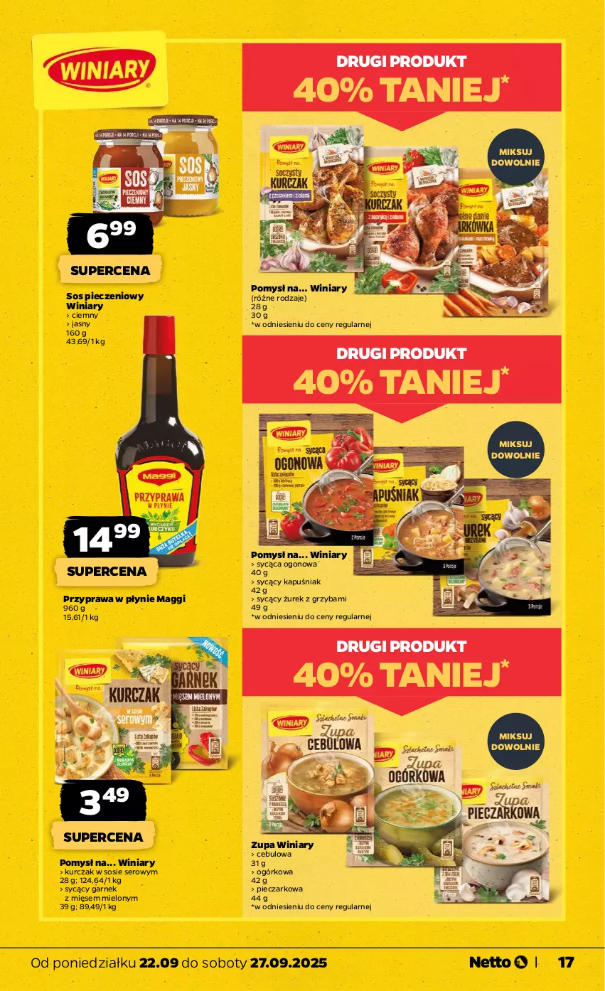 Gazetka promocyjna Netto - Od Poniedziałku - ważna 22.09 do 27.09.2025 - strona 17 - produkty: Garnek, Kurczak, Maggi, Piec, Przyprawa w płynie, Ser, Sos, Sos pieczeniowy, Winiary, Zupa