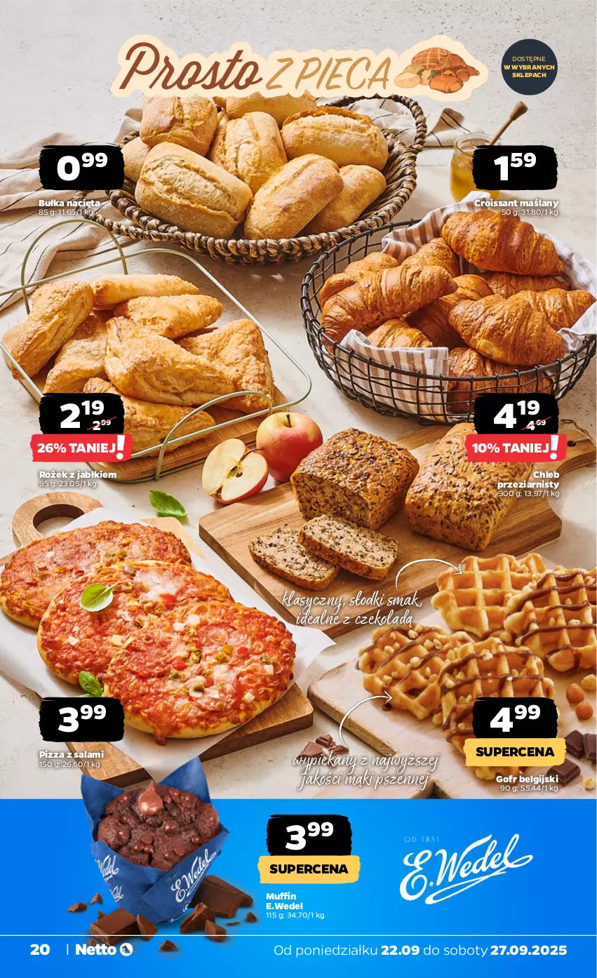 Gazetka promocyjna Netto - Od Poniedziałku - ważna 22.09 do 27.09.2025 - strona 20 - produkty: Bułka, Chleb, Croissant, LG, Pizza, Salami