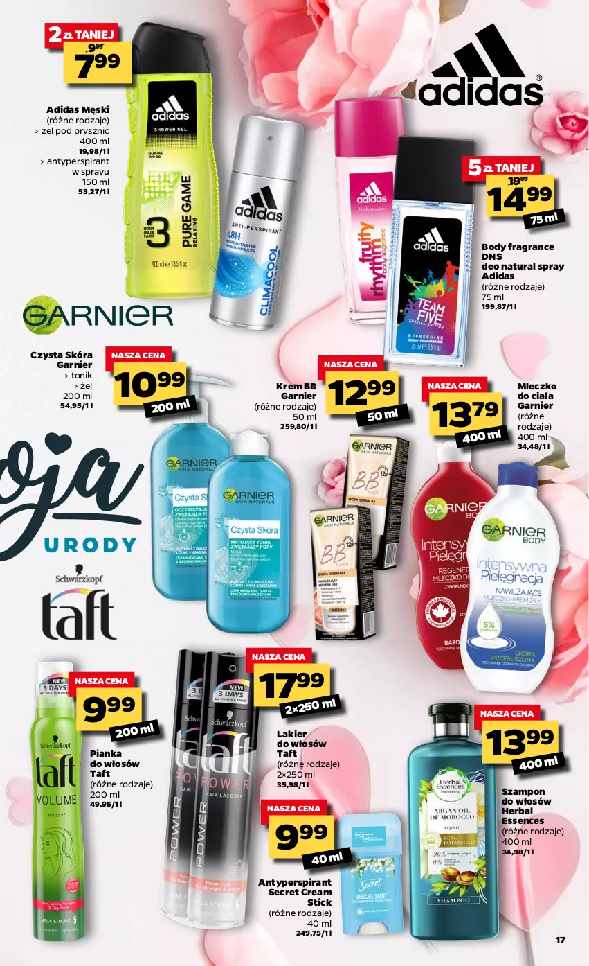 Gazetka promocyjna Netto - Gazetka tygodnia - ważna 01.03 do 06.03.2021 - strona 17 - produkty: Adidas, Antyperspirant, Body, Garnier, Gra, Krem bb, Lakier, Lakier do włosów, Mleczko, Mleczko do ciała, Pianka do włosów, Szampon, Taft, Tonik