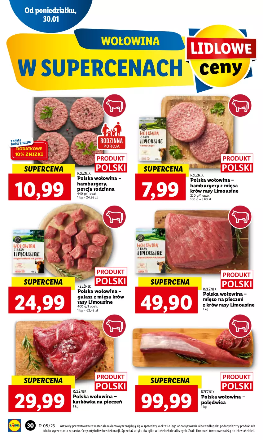 Gazetka promocyjna Lidl - GAZETKA - ważna 30.01 do 01.02.2023 - strona 34 - produkty: Burger, Hamburger, Mięso, Piec, Polędwica, Por, Wołowina