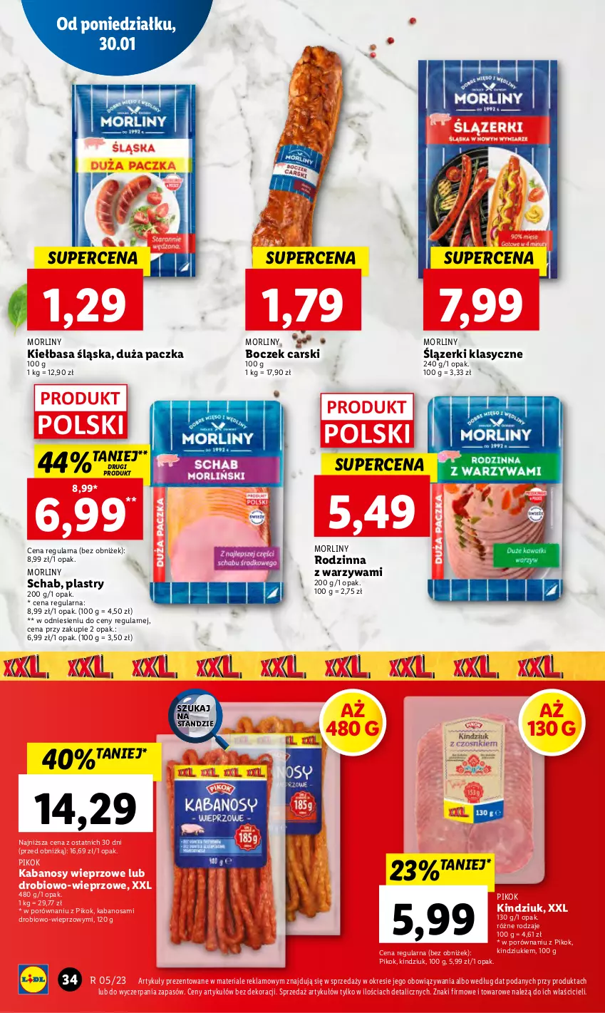 Gazetka promocyjna Lidl - GAZETKA - ważna 30.01 do 01.02.2023 - strona 38 - produkty: Boczek, Cars, Kabanos, Kiełbasa, Kiełbasa śląska, Kindziuk, Morliny, PIKOK, Por, Warzywa