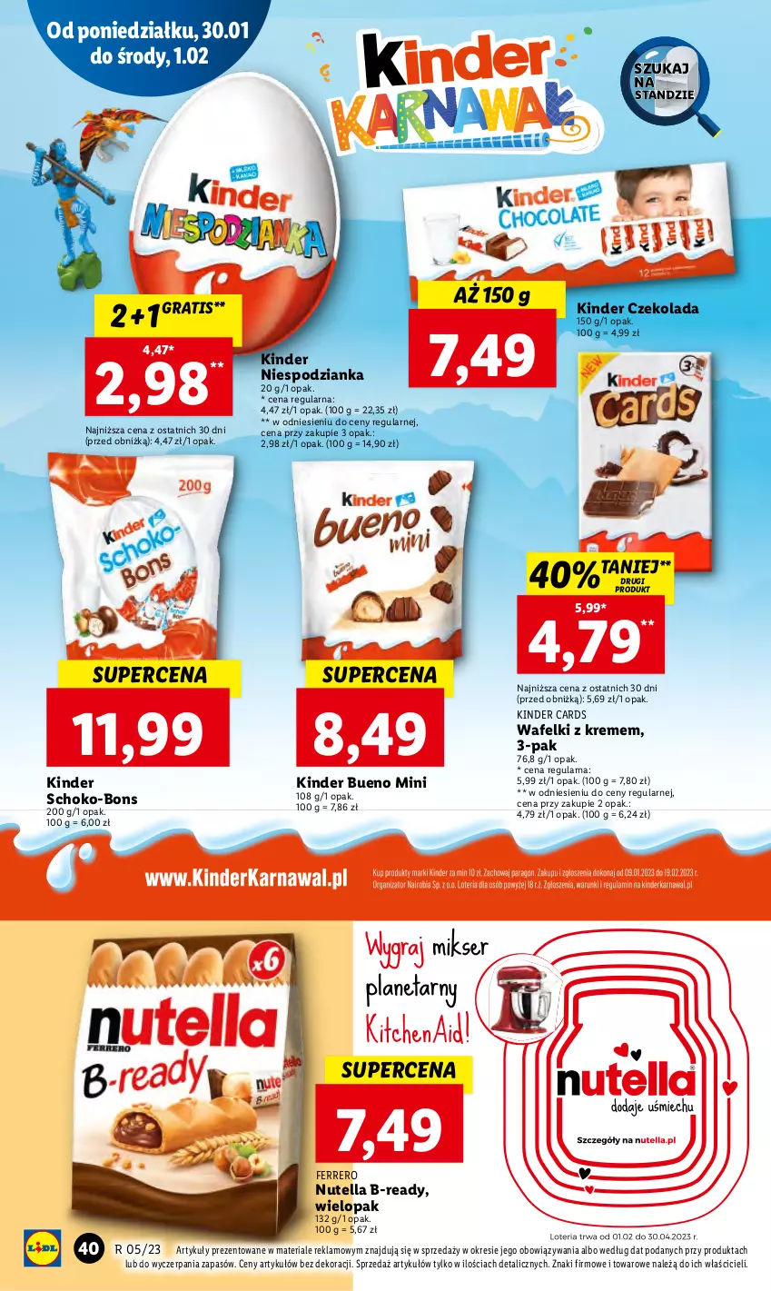 Gazetka promocyjna Lidl - GAZETKA - ważna 30.01 do 01.02.2023 - strona 46 - produkty: Czekolada, Ferrero, Gra, Kinder, Kinder Bueno, Nutella