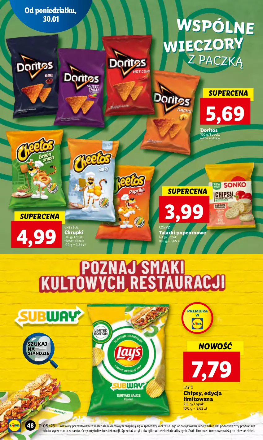 Gazetka promocyjna Lidl - GAZETKA - ważna 30.01 do 01.02.2023 - strona 56 - produkty: Cheetos, Chipsy, Chrupki, Lay’s, Popcorn, Sonko