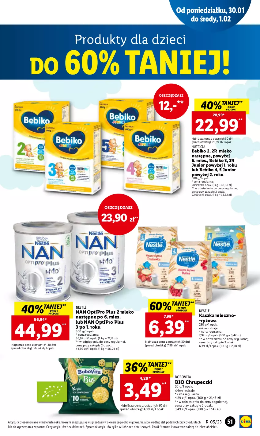 Gazetka promocyjna Lidl - GAZETKA - ważna 30.01 do 01.02.2023 - strona 61 - produkty: Bebiko, BoboVita, Dzieci, Mleko, NAN Optipro, Nestlé, O nas, Ryż