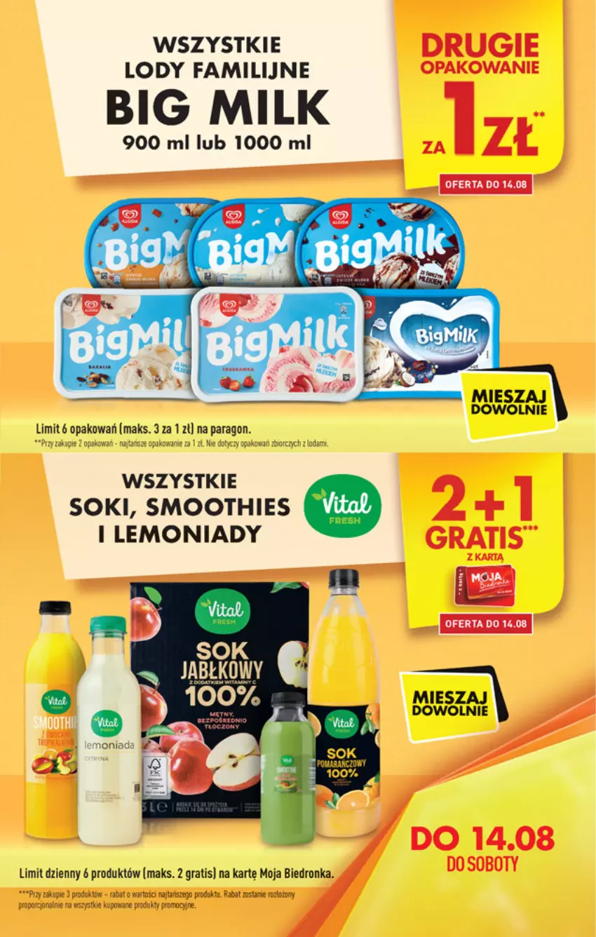 Gazetka promocyjna Biedronka - W tym tygodniu - ważna 12.08 do 18.08.2021 - strona 9 - produkty: Big Milk, Fa, Lody, Sok