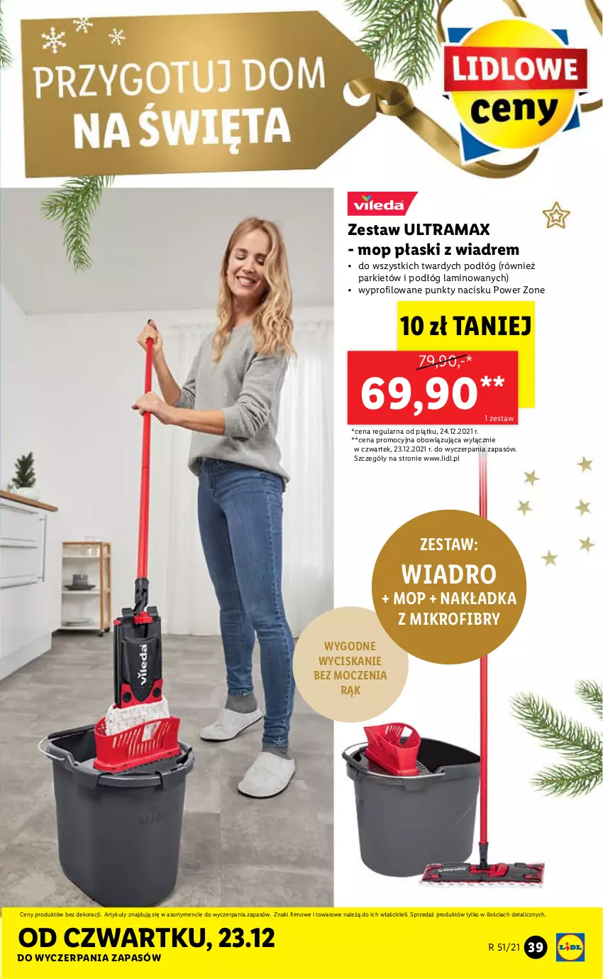 Gazetka promocyjna Lidl - GAZETKA - ważna 20.12 do 24.12.2021 - strona 39 - produkty: Mop, Rama, Wiadro