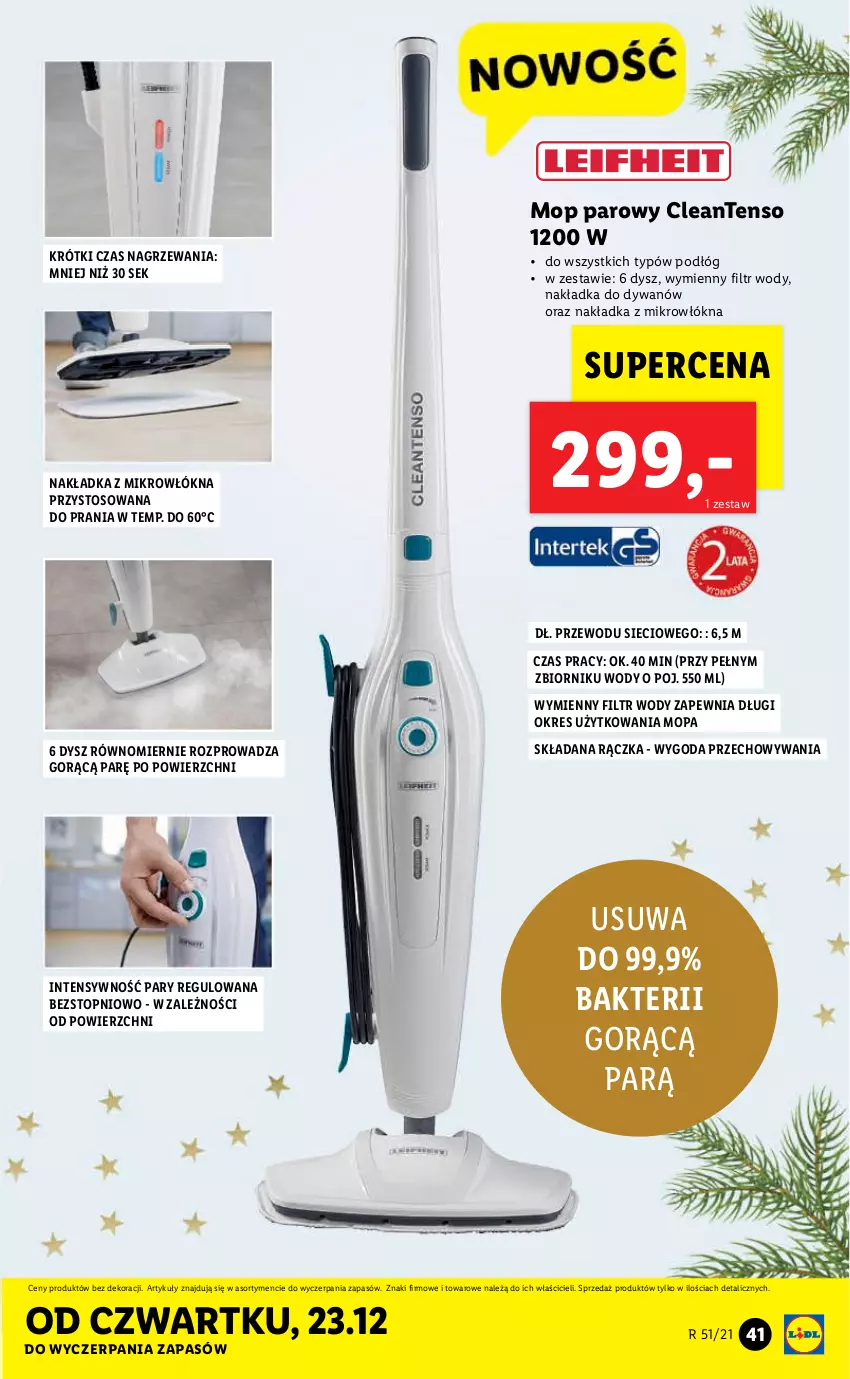 Gazetka promocyjna Lidl - GAZETKA - ważna 20.12 do 24.12.2021 - strona 41 - produkty: Dywan, Mop, Mop parowy, Top