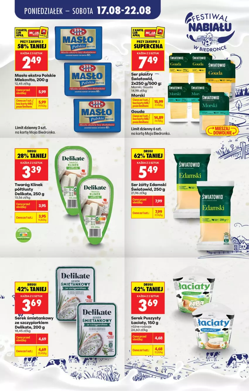 Gazetka promocyjna Biedronka - Gazetka - ważna 18.08 do 25.08.2026 - strona 4 - produkty: Edam, Gouda, Mars, Masło, Mleko, Mlekovita, Ser, Serek, Serek puszysty, Twaróg