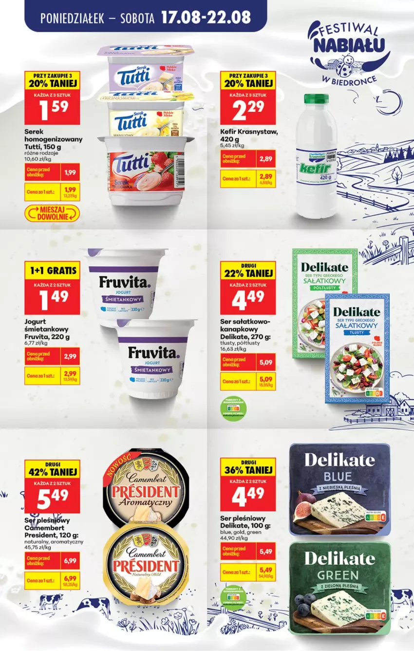 Gazetka promocyjna Biedronka - Gazetka - ważna 18.08 do 25.08.2026 - strona 5 - produkty: Jogurt, Kefir, Sałat, Ser, Ser pleśniowy, Serek