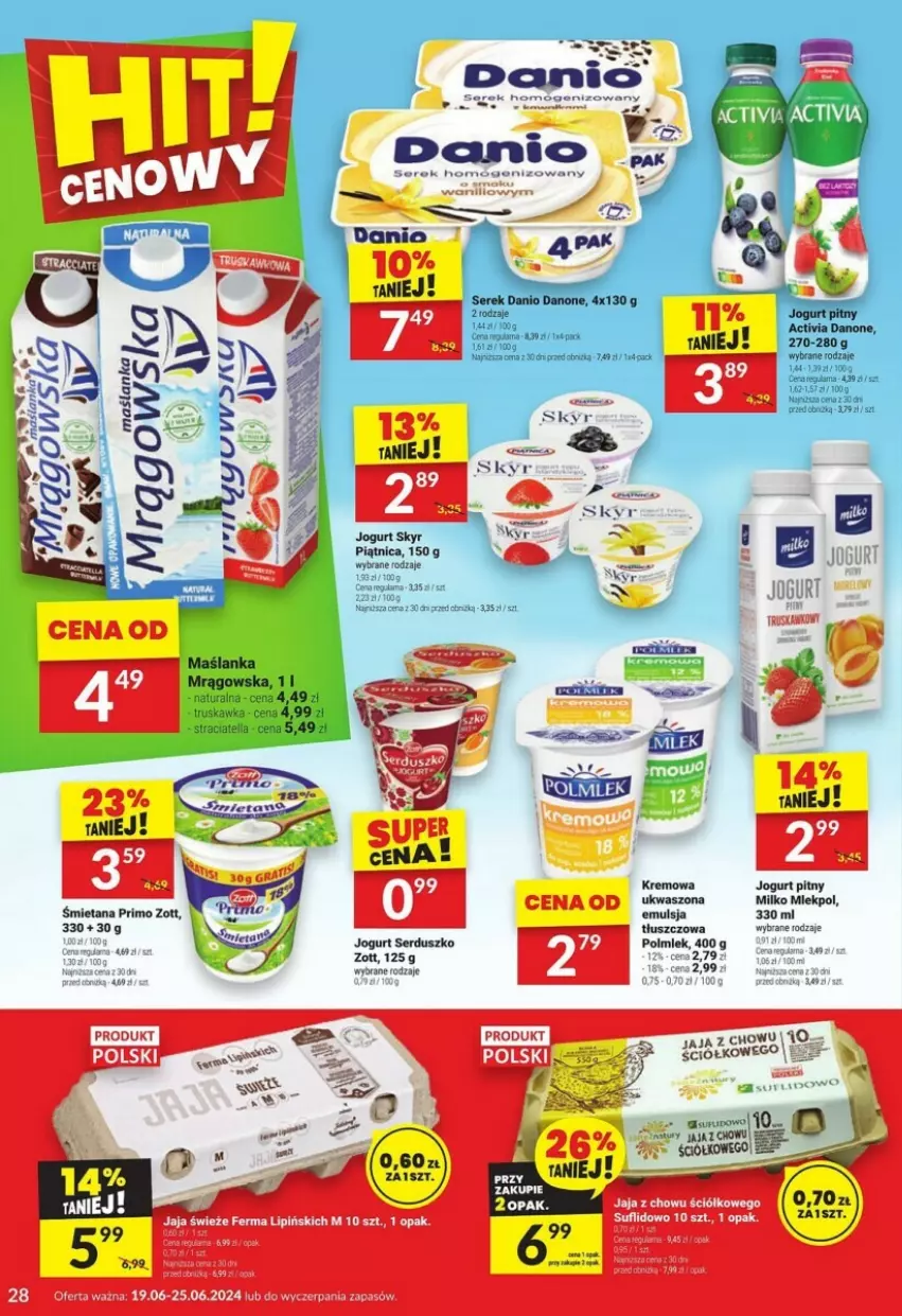 Gazetka promocyjna Twoj Market - ważna 19.06 do 25.06.2024 - strona 21 - produkty: Danio, Danone, Emulsja, Jogurt, Jogurt pitny, Polmiek, Ser, Serek, Zott