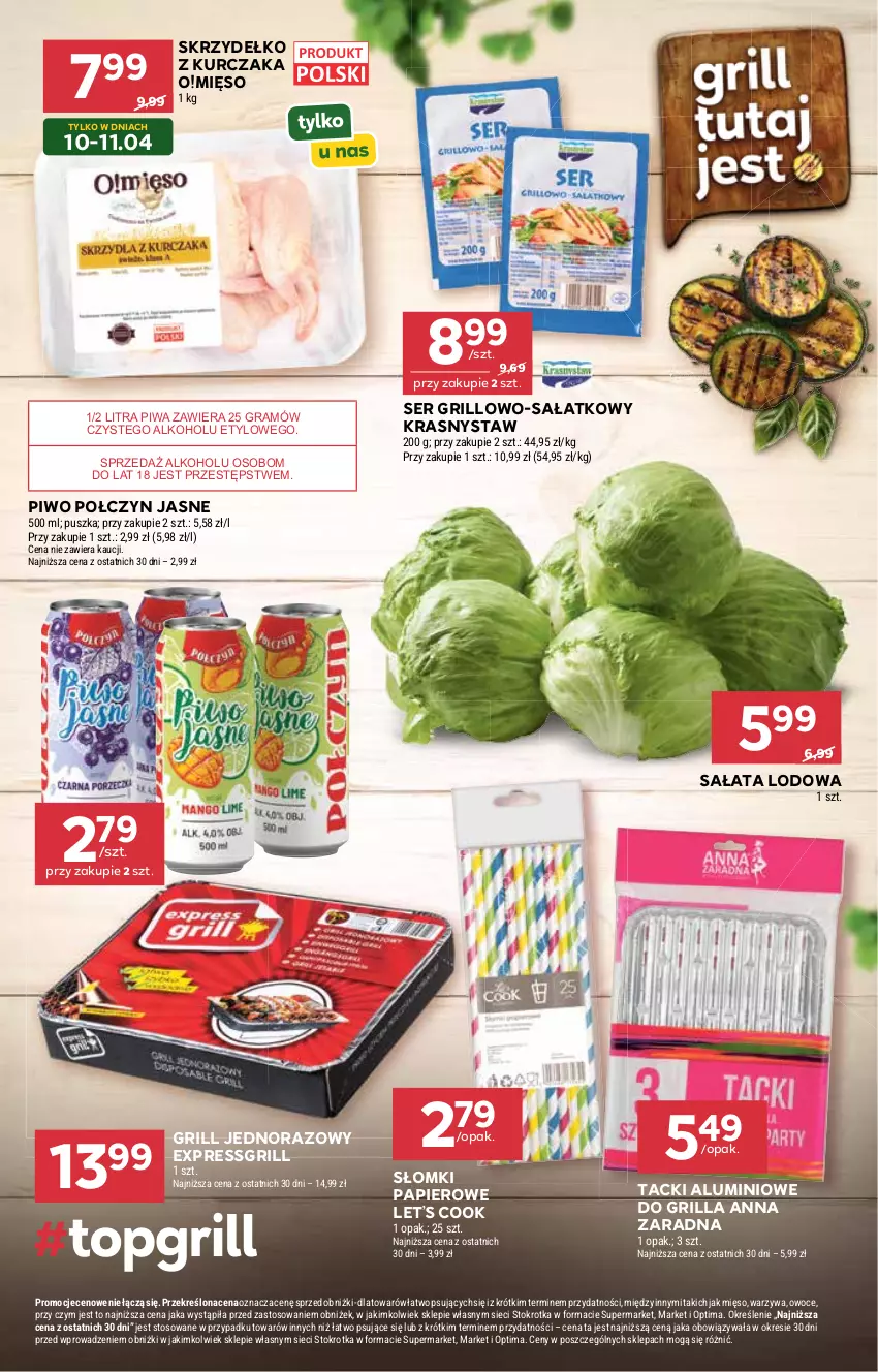 Gazetka promocyjna Stokrotka - Supermarket - ważna 09.04 do 15.04.2026 - strona 13 - produkty: Gra, Grill, Kurczak, Mięso, Optima, Owoce, Papier, Piwa, Piwo, Sałat, Sałata lodowa, Ser, Warzywa