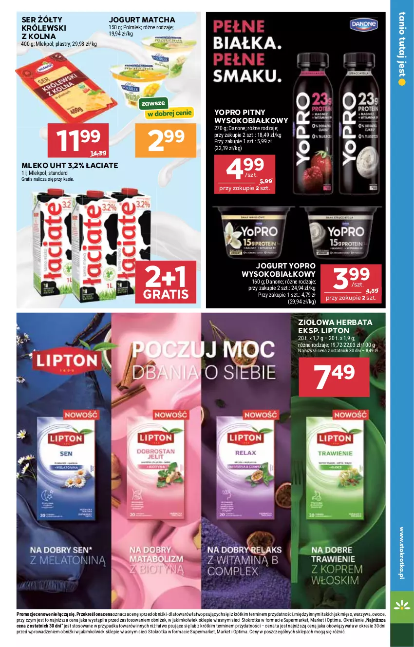 Gazetka promocyjna Stokrotka - Supermarket - ważna 09.04 do 15.04.2026 - strona 23 - produkty: Danone, Gra, Herbata, Jogurt, Królewski, Lipton, Mięso, Mleko, Optima, Owoce, POLMLEK, Ser, Sok, Warzywa