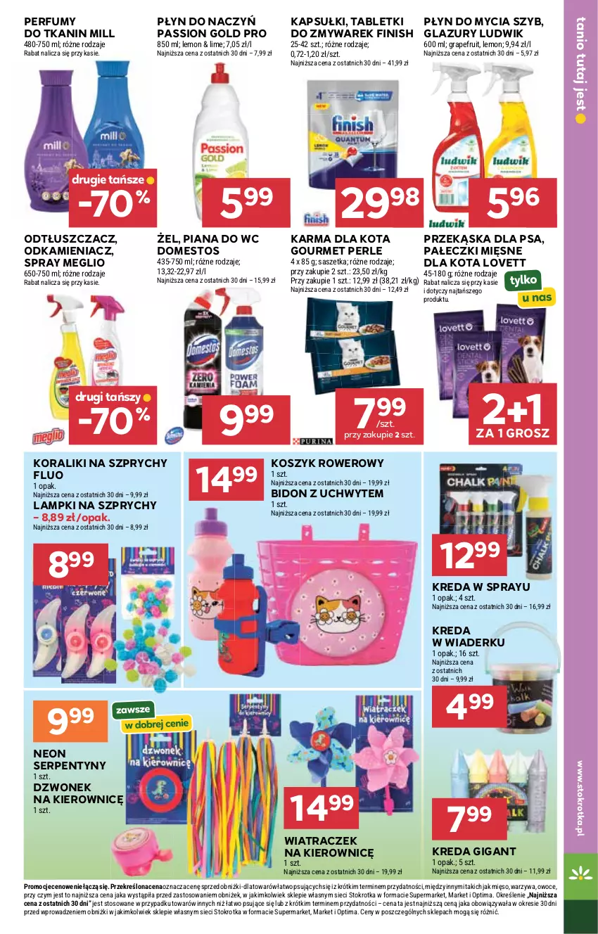 Gazetka promocyjna Stokrotka - Supermarket - ważna 09.04 do 15.04.2026 - strona 33 - produkty: Domestos, Dzwonek, Finish, Gra, Kosz, Lazur, Ludwik, Mięso, Odkamieniacz, Odtłuszczacz, Optima, Owoce, Perfum, Płyn do mycia, Rower, Ser, Tablet, Warzywa