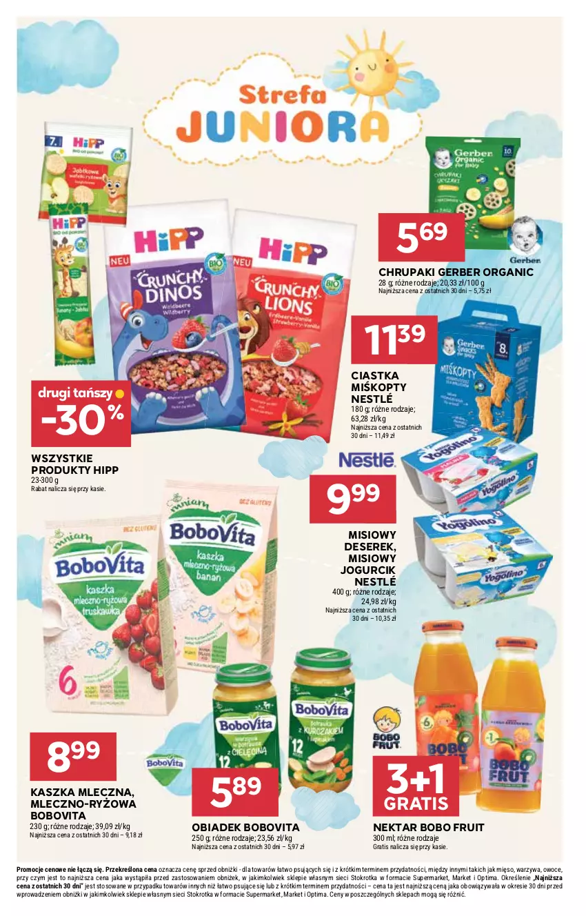 Gazetka promocyjna Stokrotka - Supermarket - ważna 09.04 do 15.04.2026 - strona 34 - produkty: BoboVita, Ciastka, Deser, Gerber, Gra, HiPP, Mięso, Nektar, Nestlé, Optima, Owoce, Ryż, Ser, Serek, Warzywa