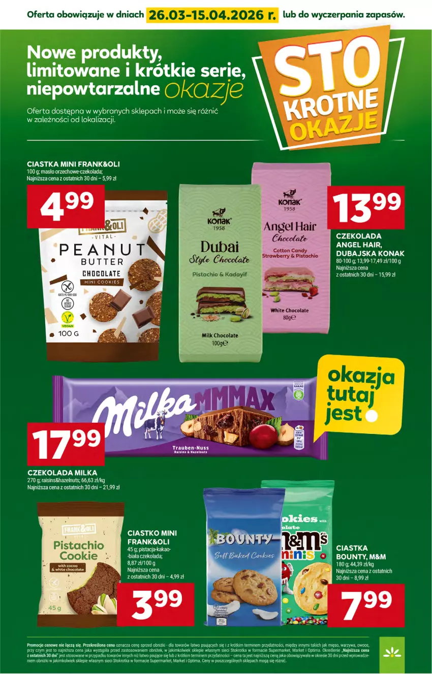 Gazetka promocyjna Stokrotka - Supermarket - ważna 09.04 do 15.04.2026 - strona 36 - produkty: Ciastka, Czekolada, Masło, Masło orzechowe, Mięso, Milka, Optima, Owoce, Pizza, Warzywa