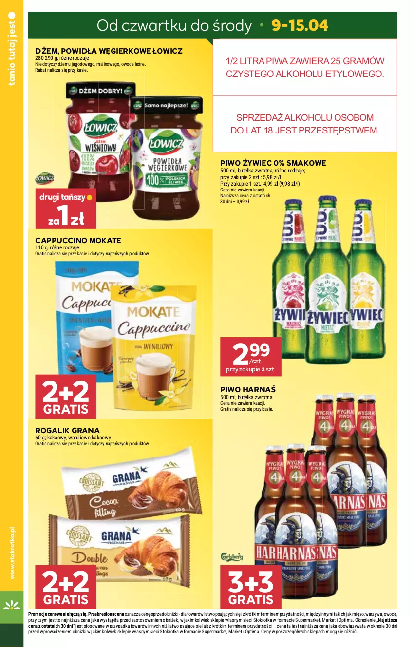 Gazetka promocyjna Stokrotka - Supermarket - ważna 09.04 do 15.04.2026 - strona 6 - produkty: Cappuccino, Dżem, Gra, Harnaś, Kakao, Mięso, Optima, Owoce, Piwa, Piwo, Rogal, Warzywa