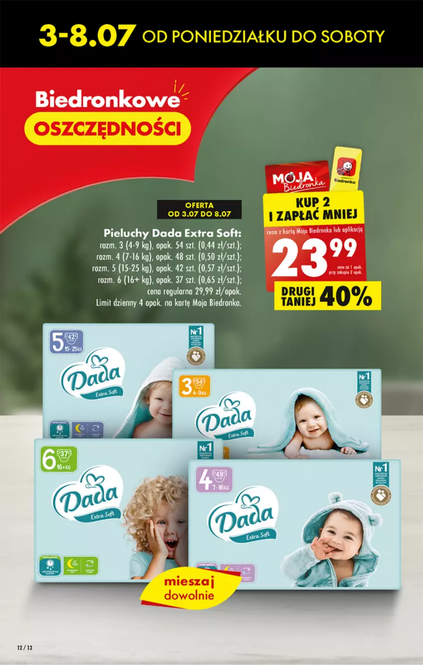 Gazetka promocyjna Biedronka - Od poniedzialku - ważna 10.07 do 15.07.2023 - strona 12 - produkty: Dada, Pieluchy