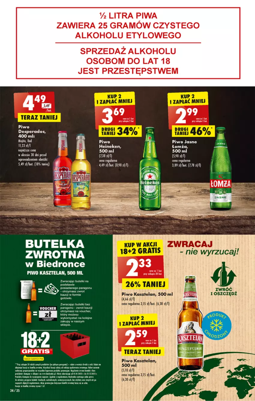 Gazetka promocyjna Biedronka - Od poniedzialku - ważna 10.07 do 15.07.2023 - strona 34 - produkty: Desperados, Gra, Heineken, Kasztelan, Lion, Olej, Piwa, Piwo