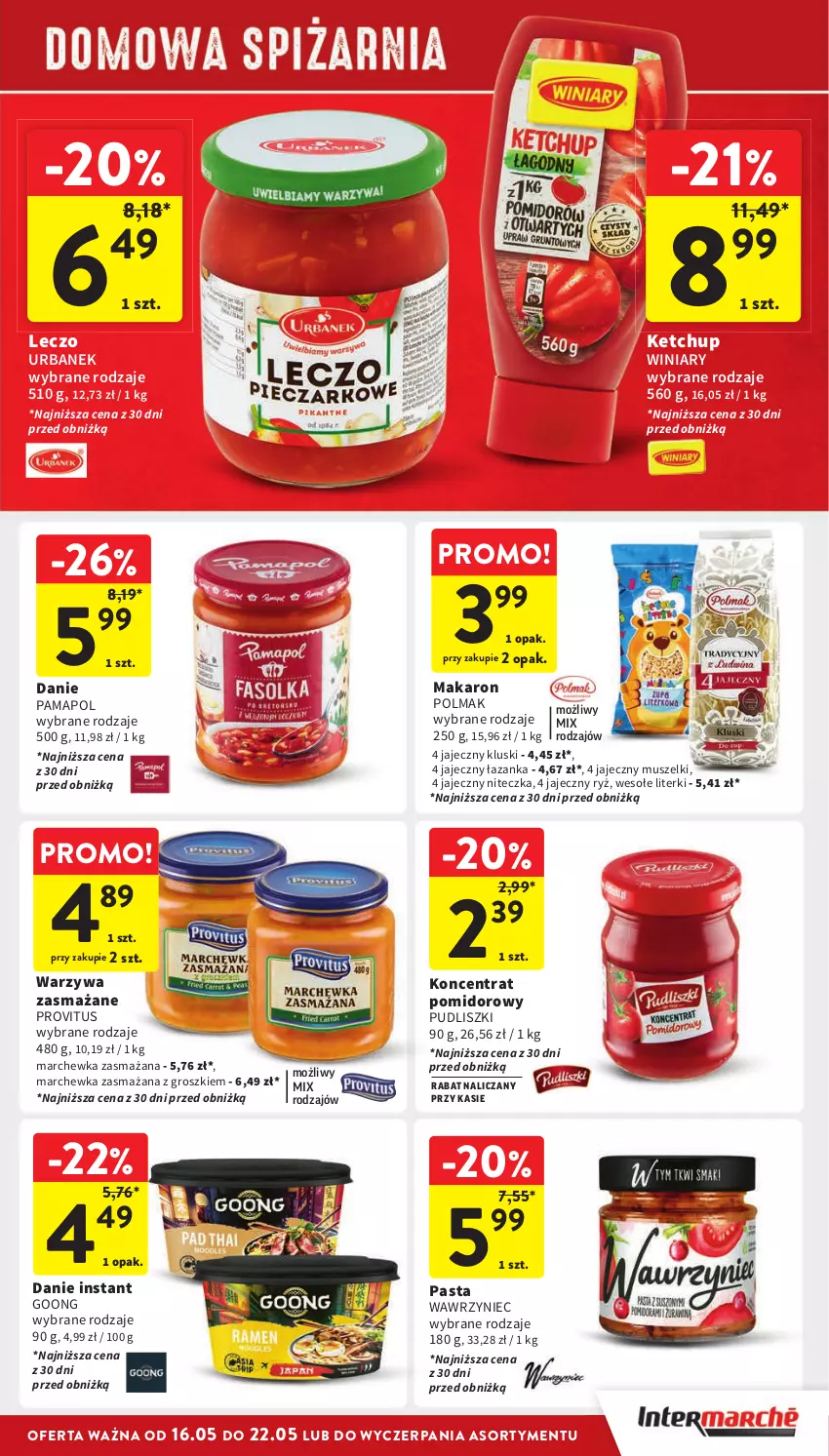 Gazetka promocyjna Intermarche - ważna 16.05 do 22.05.2024 - strona 29 - produkty: Ketchup, Koncentrat pomidorowy, Makaron, Marchewka, Mus, Olma, Pudliszki, Ryż, Warzywa, Winiary