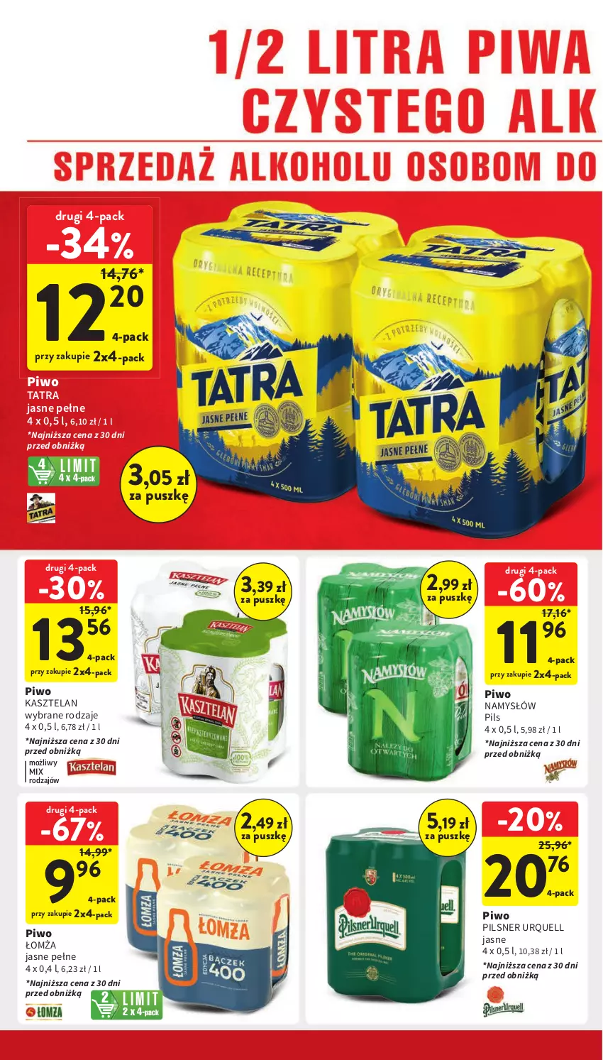 Gazetka promocyjna Intermarche - ważna 16.05 do 22.05.2024 - strona 32 - produkty: Kasztelan, Namysłów, Pilsner Urquell, Piwo, Tatra