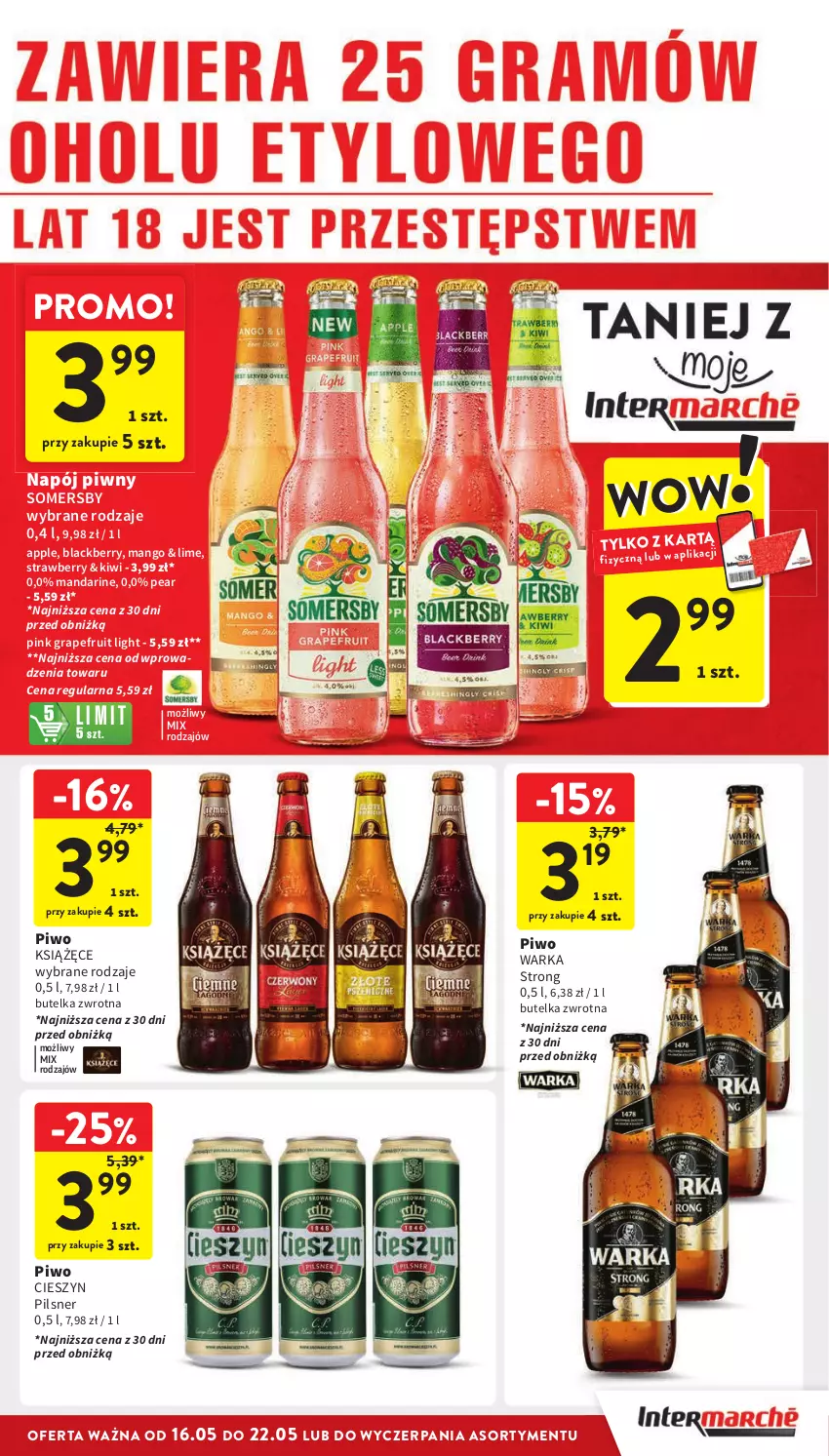 Gazetka promocyjna Intermarche - ważna 16.05 do 22.05.2024 - strona 33 - produkty: Gra, Kiwi, Książęce, Lack, Mango, Napój, Piwo, Somersby, Warka