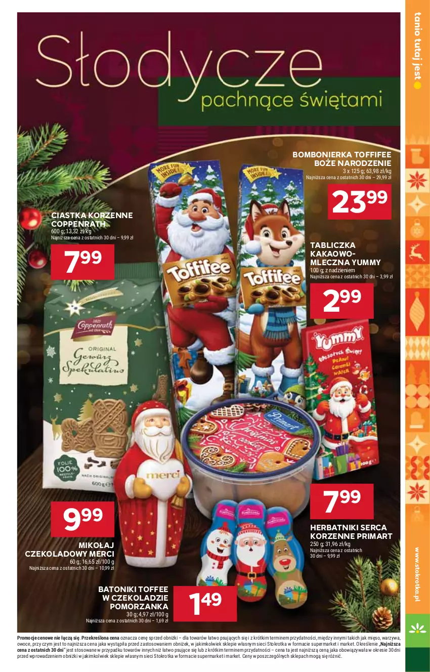 Gazetka promocyjna Stokrotka - Supermarket - ważna 27.11 do 03.12.2025 - strona 25 - produkty: Baton, Ciastka, Herbatniki, Kakao, Merci, Mięso, Owoce, Prima, Ser, Toffifee, Tonik, Warzywa