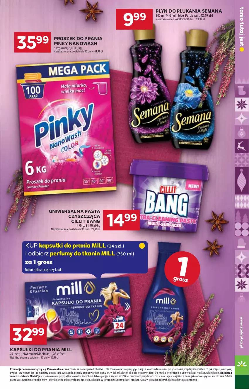 Gazetka promocyjna Stokrotka - Supermarket - ważna 27.11 do 03.12.2025 - strona 47 - produkty: Cillit Bang, Kapsułki do prania, Mięso, Owoce, Perfum, Płyn do płukania, Proszek do prania, Pur, Warzywa