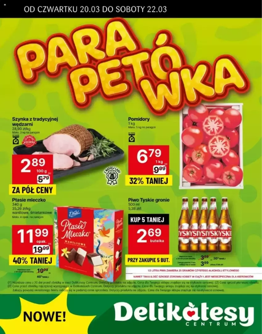 Gazetka promocyjna Delikatesy Centrum - ważna 20.03 do 22.03.2025 - strona 2 - produkty: Mleczko, Ptasie mleczko, Szynka