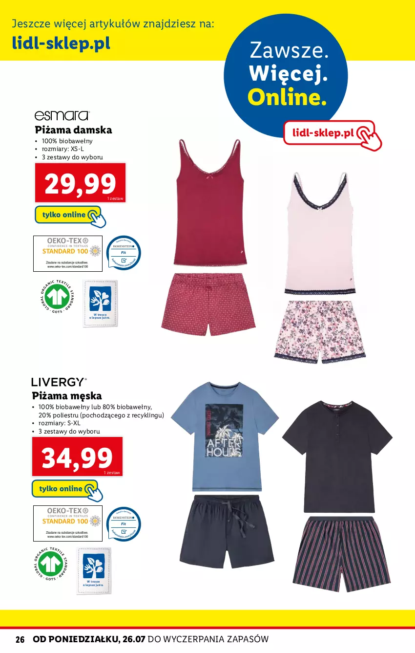 Gazetka promocyjna Lidl - KATALOG SKLEPU ONLINE - ważna 26.07 do 31.08.2021 - strona 26 - produkty: Piżama