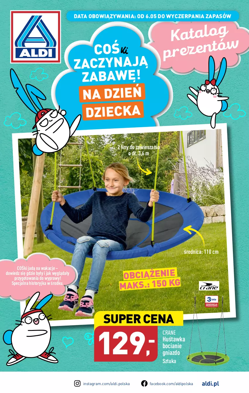 Gazetka promocyjna Aldi - Na Dzień Dziecka - ważna 06.05 do 01.06.2023 - strona 1 - produkty: Fa, Gra, Huśtawka