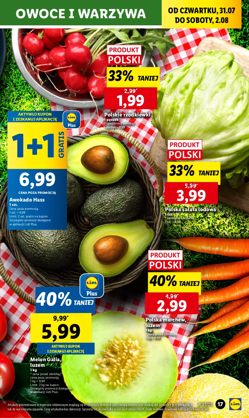 Gazetka promocyjna Lidl - GAZETKA - ważna 31.07 do 02.08.2025 - strona 21 - produkty: Gra, Melon, Owoce, Sałat, Sałata lodowa, Warzywa