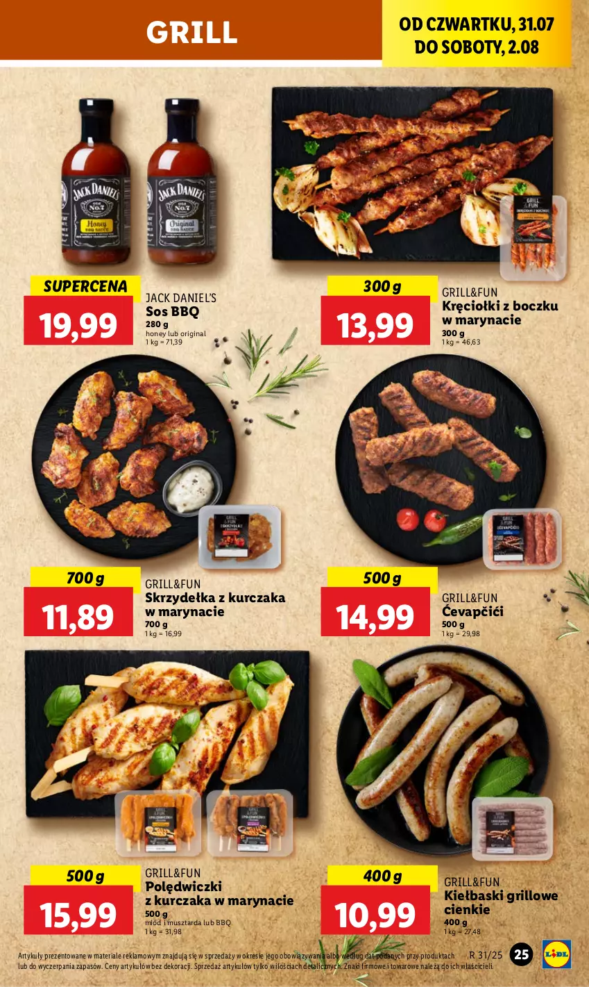 Gazetka promocyjna Lidl - GAZETKA - ważna 31.07 do 02.08.2025 - strona 29 - produkty: Gin, Grill, Kurczak, Miód, Mus, Musztarda, Polędwiczki z kurczaka, Skrzydełka z kurczaka, Sos