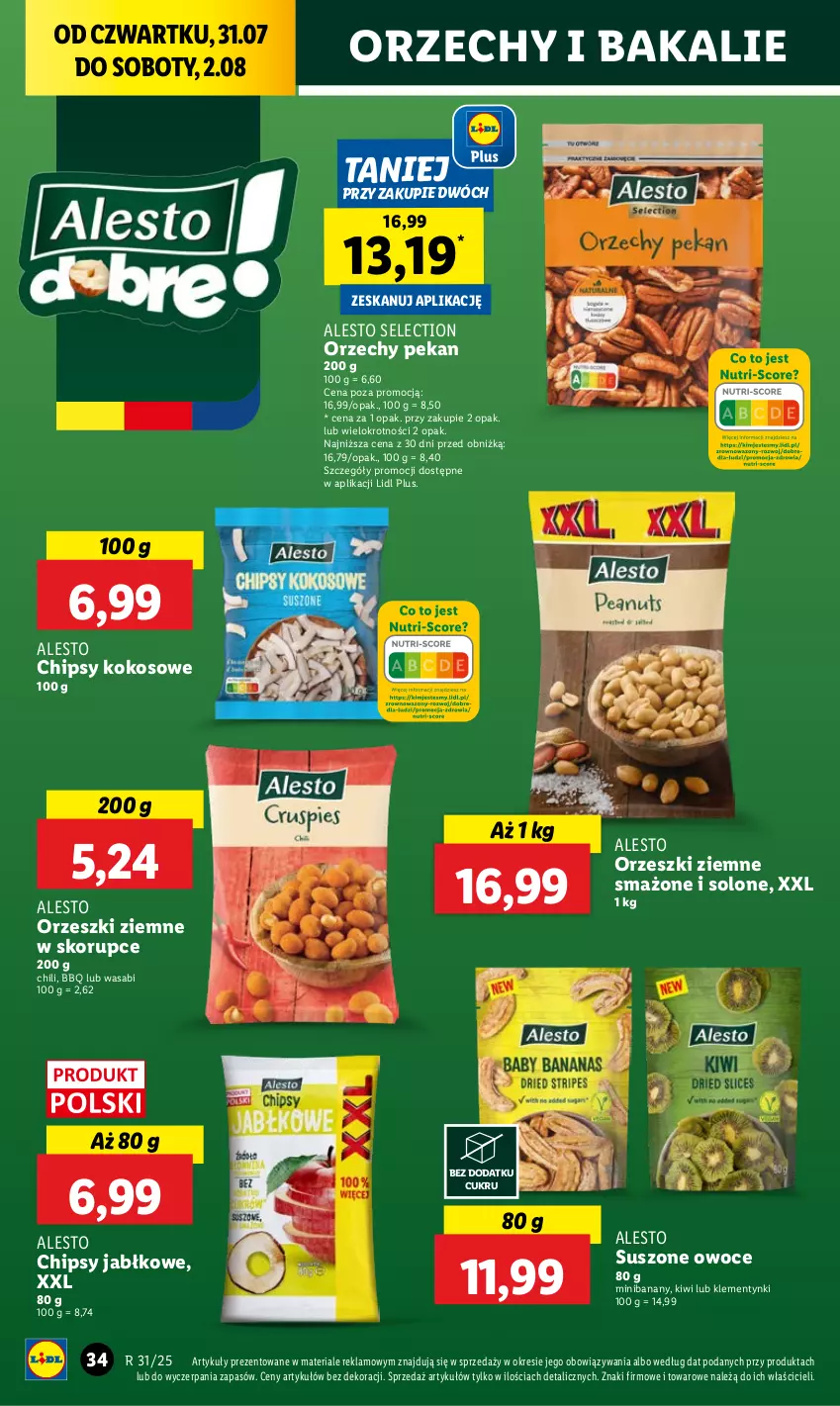 Gazetka promocyjna Lidl - GAZETKA - ważna 31.07 do 02.08.2025 - strona 52 - produkty: Banany, Chipsy, Kiwi, Klementynki, Kokos, Orzeszki, Orzeszki ziemne, Owoce, Wasa