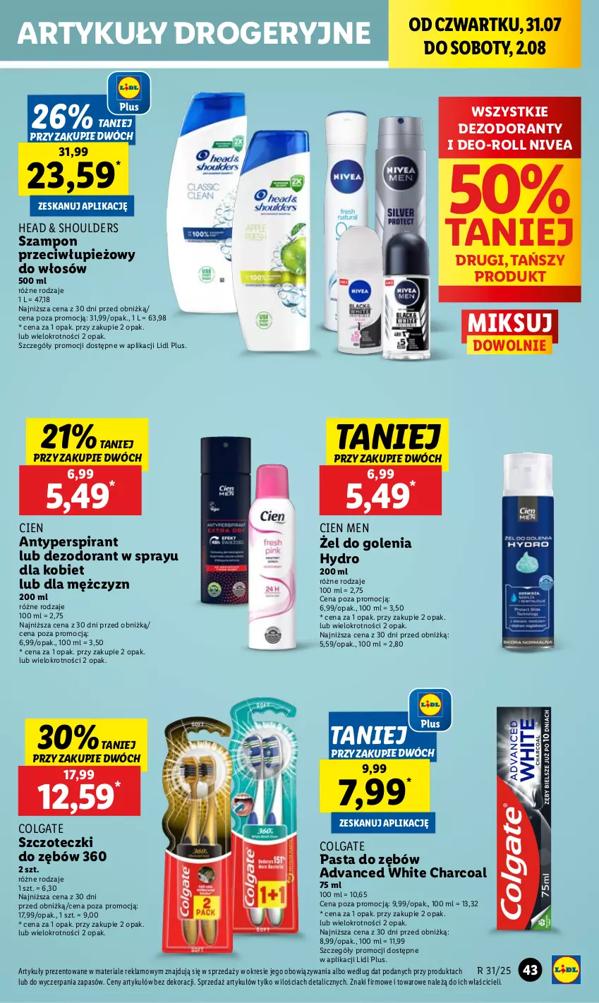 Gazetka promocyjna Lidl - GAZETKA - ważna 31.07 do 02.08.2025 - strona 57 - produkty: Antyperspirant, Colgate, Dezodorant, LG, Nivea, Pasta do zębów, Szampon