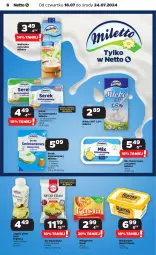 Gazetka promocyjna Netto - Od Czwartku - Gazetka - ważna od 24.07 do 24.07.2024 - strona 8 - produkty: Ser, Maślanka, Piątnica, Rama, Jogurt, Serek, Margaryna, Kasia, Jogurt pitny, Mleko