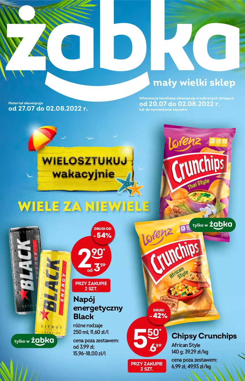 Gazetka promocyjna Żabka - ważna 27.07 do 02.08.2022 - strona 1 - produkty: Chipsy, Crunchips, Lack, Napój, Napój energetyczny