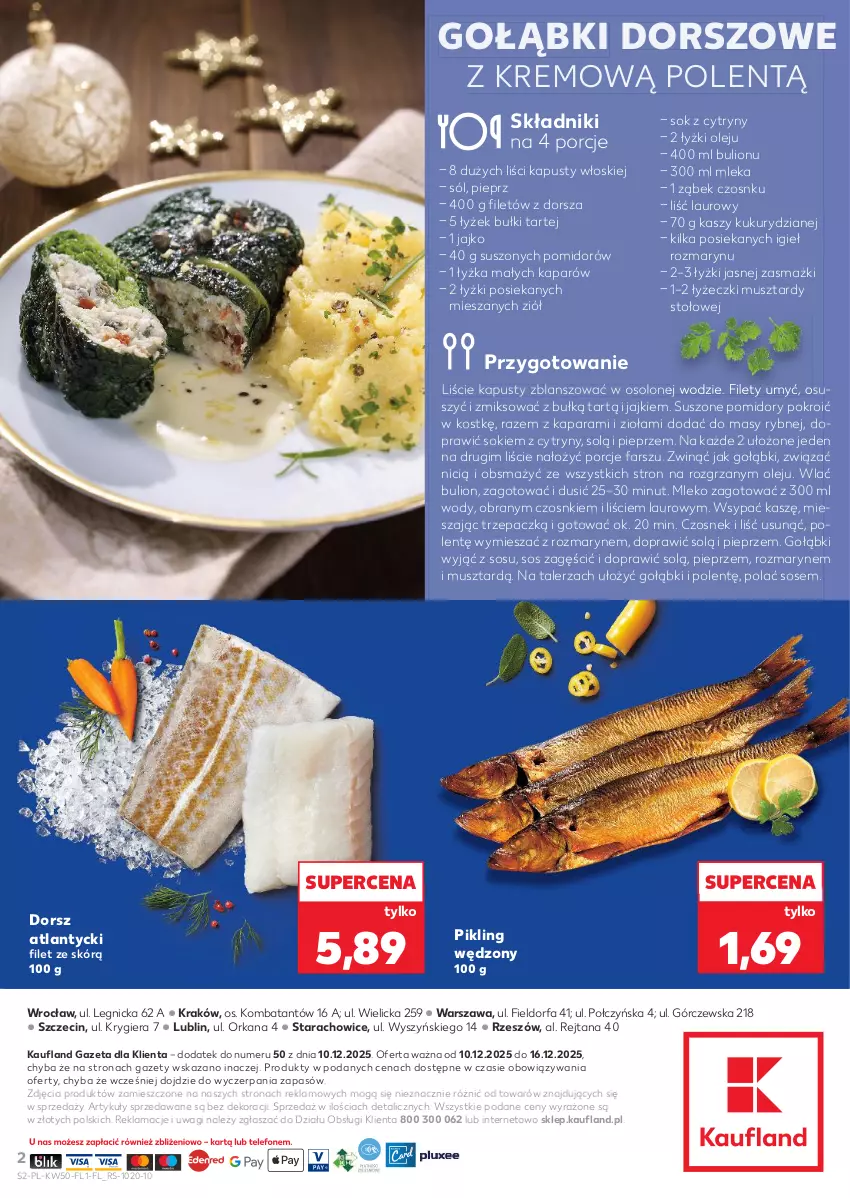 Gazetka promocyjna Kaufland - Kaufland - ważna 10.12 do 16.12.2025 - strona 2 - produkty: Bulion, Cytryny, Czosnek, Dorsz, Fa, Laur, Lion, Mleko, Mus, Olej, Orka, Pieprz, Pomidory, Por, Sok, Sól, Sos, Suszone pomidory, Talerz, Wagi