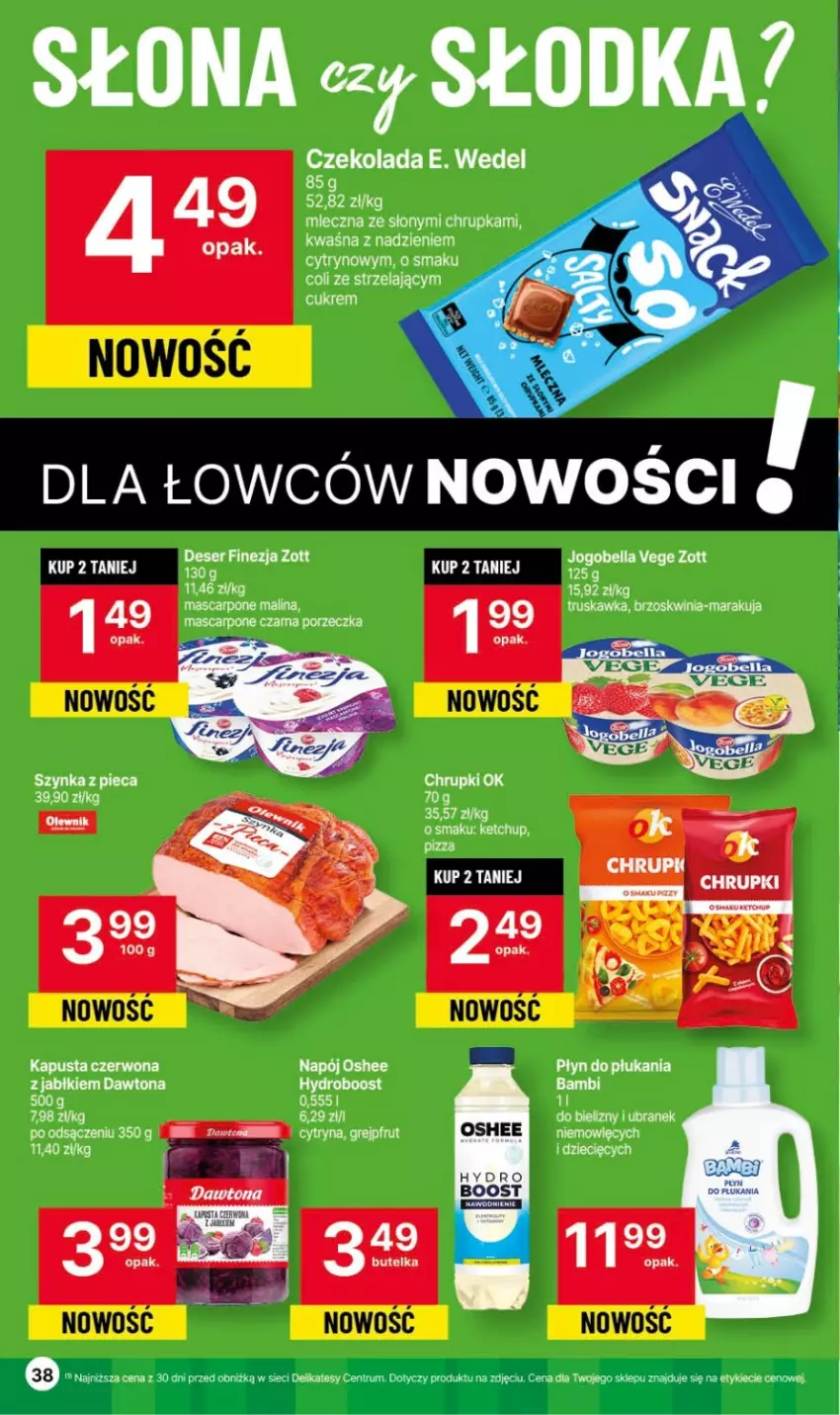 Gazetka promocyjna Delikatesy Centrum - Gazetka DC41czw-sr - ważna 19.10 do 25.10.2023 - strona 38 - produkty: Bell, Bella, Chrupki, Czekolada, Dawtona, Deser, E. Wedel, Grejpfrut, Jogobella, Ketchup, Mascarpone, Piec, Pizza, Płyn do płukania, Por, Rum, Ser, Szynka, Zott