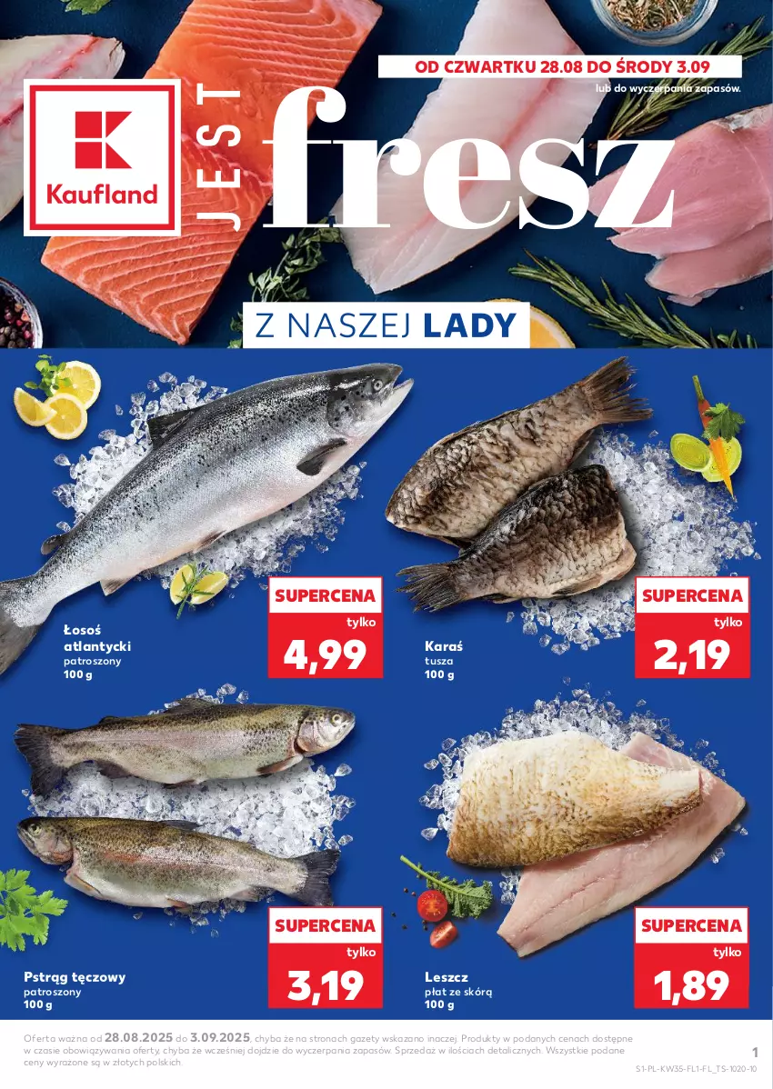 Gazetka promocyjna Kaufland - Kaufland - ważna 28.08 do 03.09.2025 - strona 1 - produkty: Pstrąg, Pstrąg tęczowy, Tusz