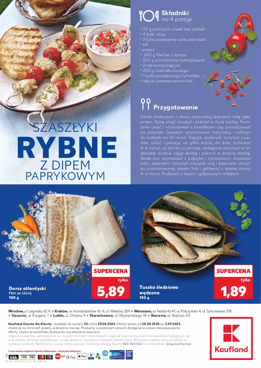 Gazetka promocyjna Kaufland - Kaufland - ważna 28.08 do 03.09.2025 - strona 2 - produkty: Chleb, Dorsz, Fa, Grill, Kawa, Olej, Oliwki, Orka, Pieprz, Pomidorki, Por, Ser, Serek, Sól, Stek, Tusz, Tuszka śledziowa, Tuszka śledziowa wędzona, Wagi