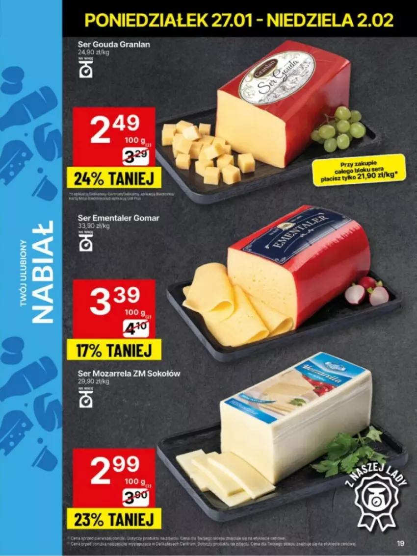 Gazetka promocyjna Delikatesy Centrum - ważna 27.01 do 02.02.2025 - strona 11 - produkty: Ementaler, Gouda, Gra, Ser, Sok, Sokołów