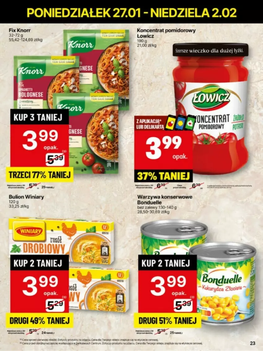 Gazetka promocyjna Delikatesy Centrum - ważna 27.01 do 02.02.2025 - strona 16 - produkty: Bonduelle, Bulion, Knorr, Koncentrat pomidorowy, Lion, Ser, Warzywa, Warzywa konserwowe, Winiary