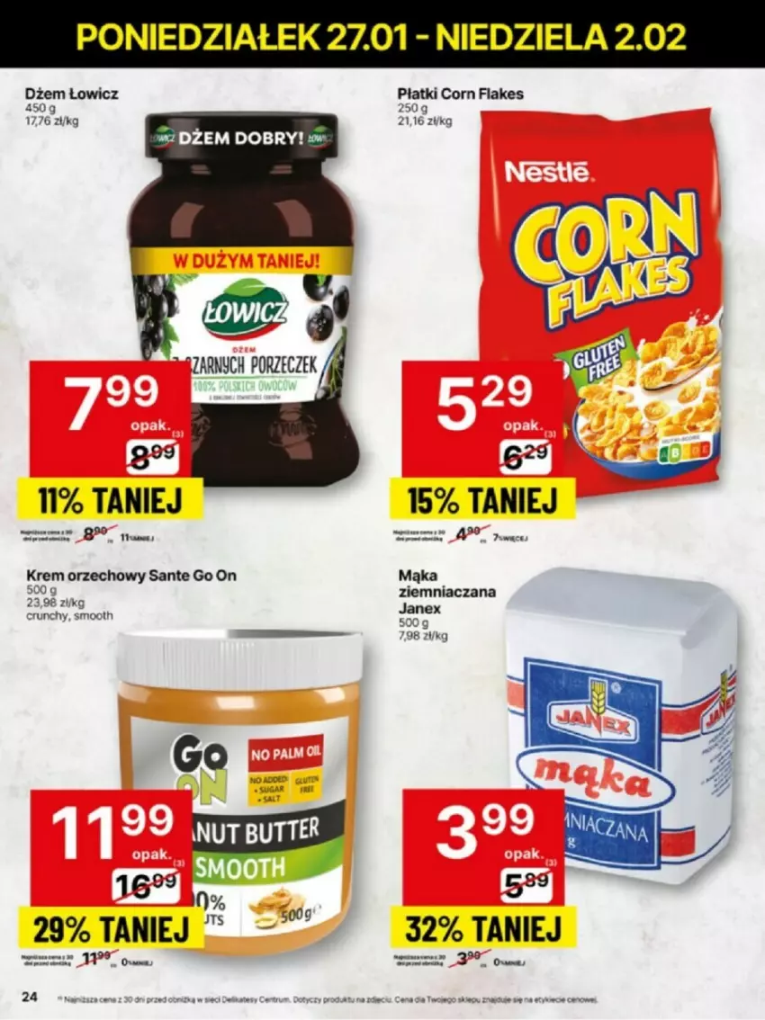 Gazetka promocyjna Delikatesy Centrum - ważna 27.01 do 02.02.2025 - strona 17 - produkty: Corn flakes, Dżem, Krem orzechowy, Mąka, Sante